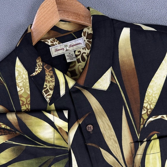 Tommy Bahama Other - Tommy Bahama Shirt Medium Black Silk Bamboo Floral Tropical Camp Hawaiian